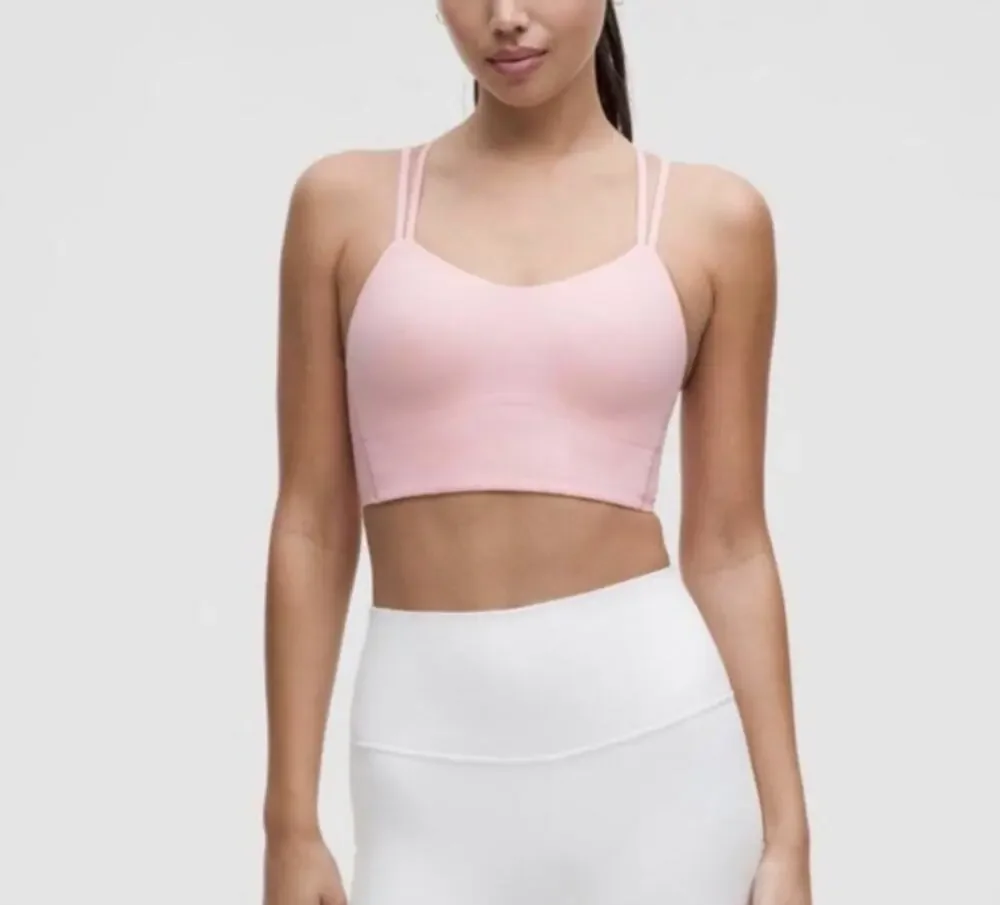 Lululemon Like a Cloud Longline Bra Size 6 Light Pink Yoga Pilates Gym Studio